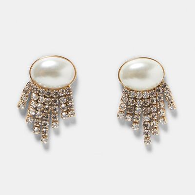 Bejewelled Pearl Bead Earrings  from Zara