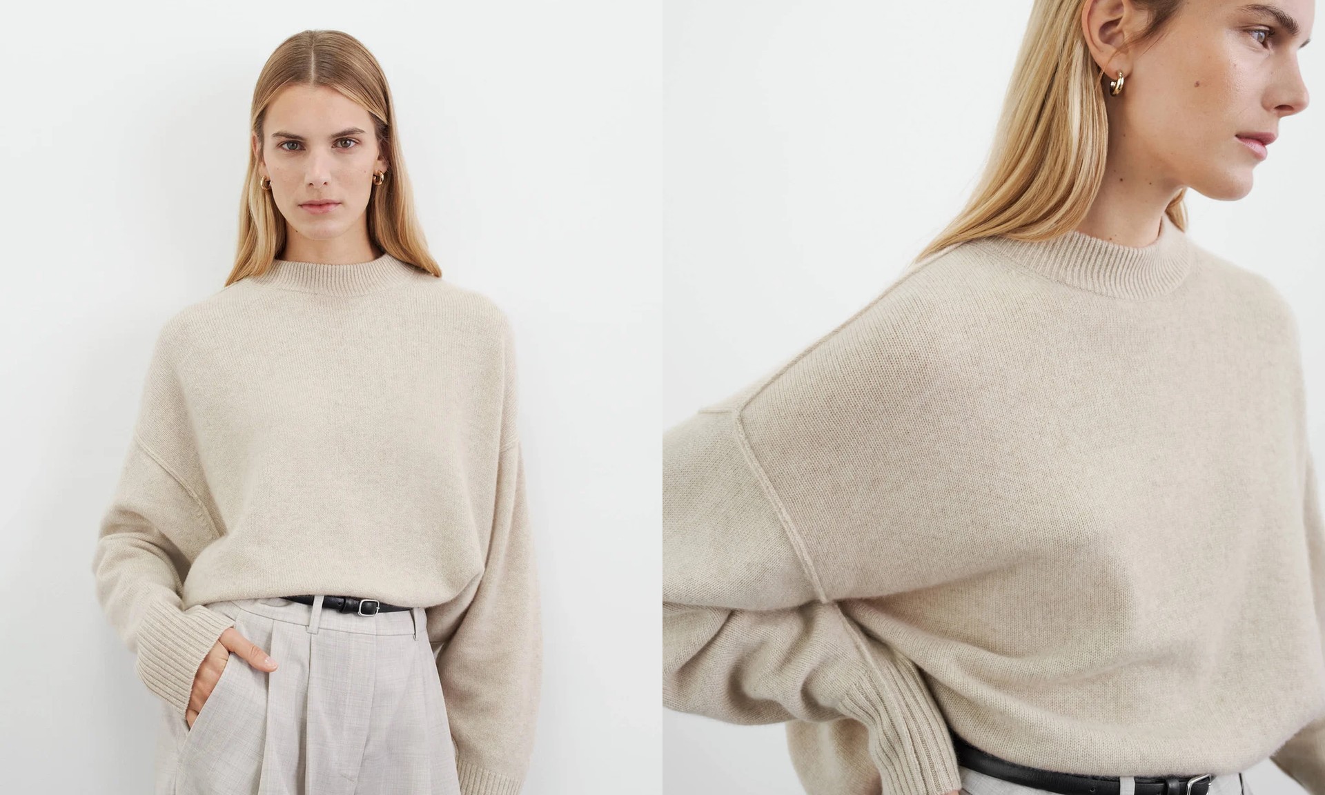 Loose Fit O-Neck Jumper, £365 | Soft Goat