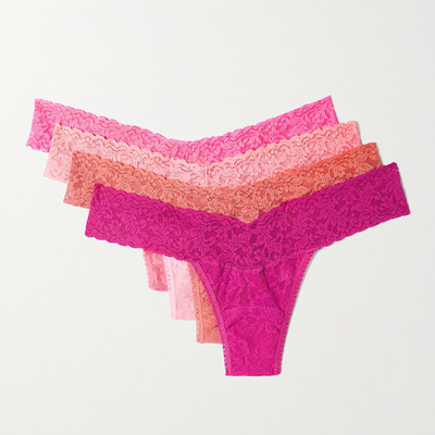 Signature Set Of Four Low-Rise Lace Thongs