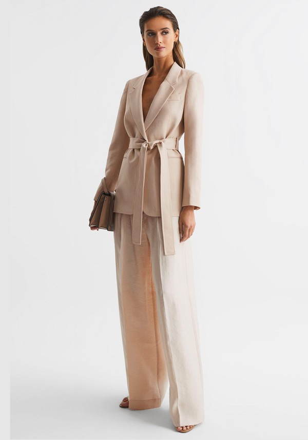 Lylah Single Breasted Tie Front Blazer