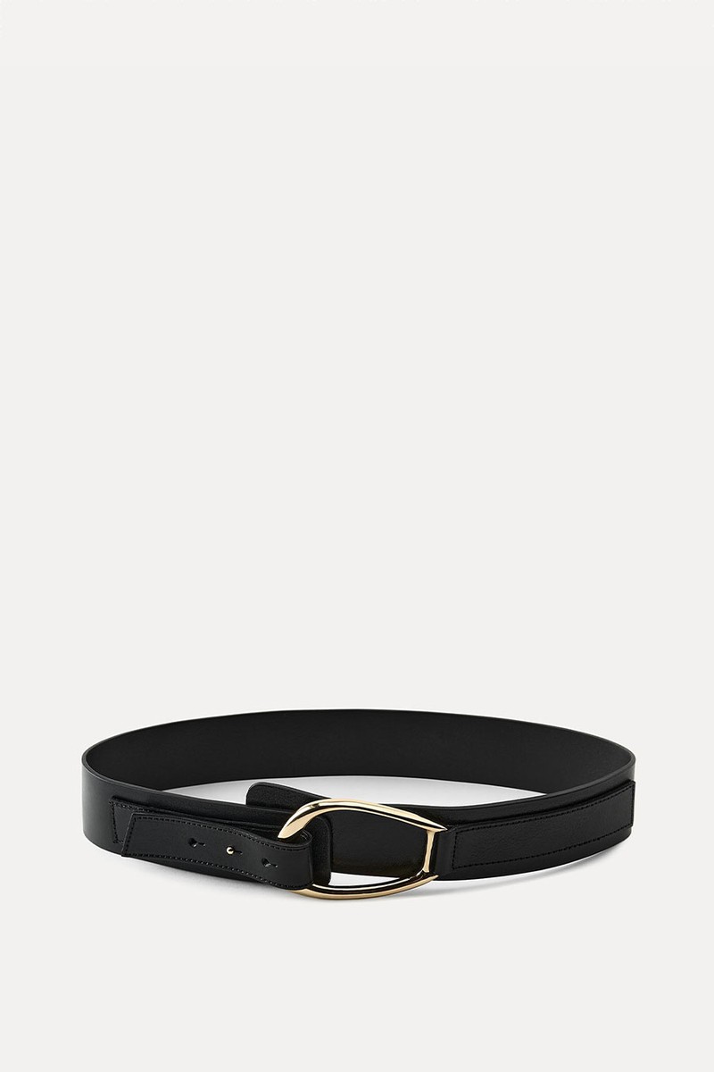 Leather Sash Belt With Oval Buckle