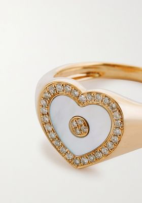 Love Heart Gold, Mother-of-Pearl & Diamond Ring, £1,220 | Anissa Kermiche