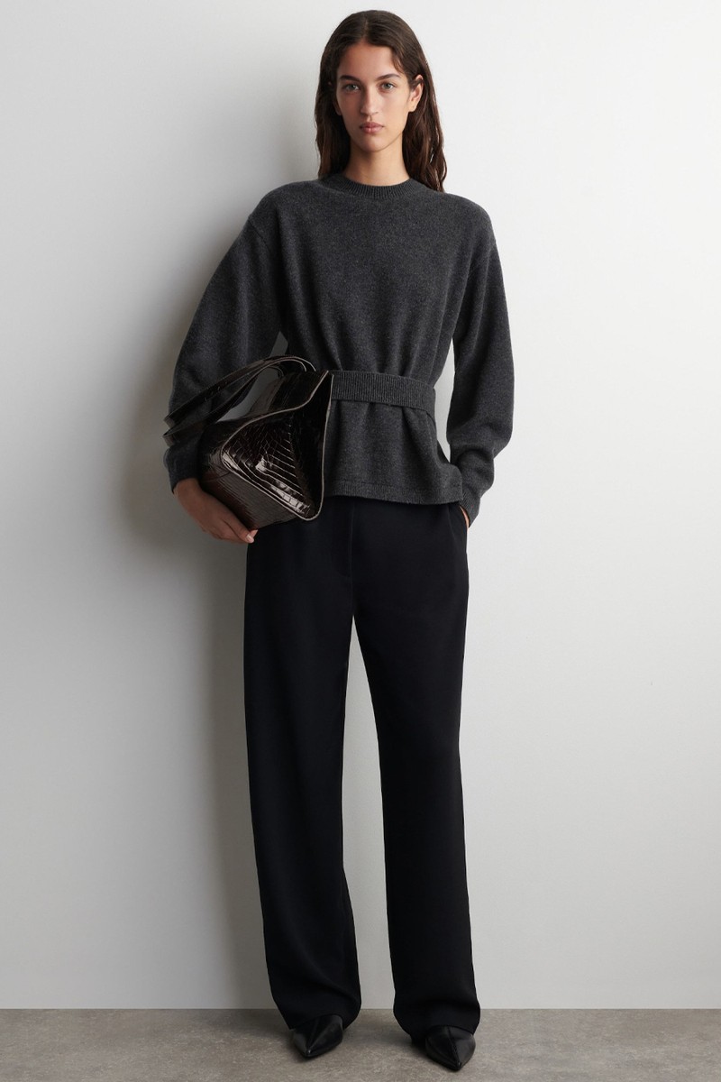 Belt-Detail Merino Wool Jumper 