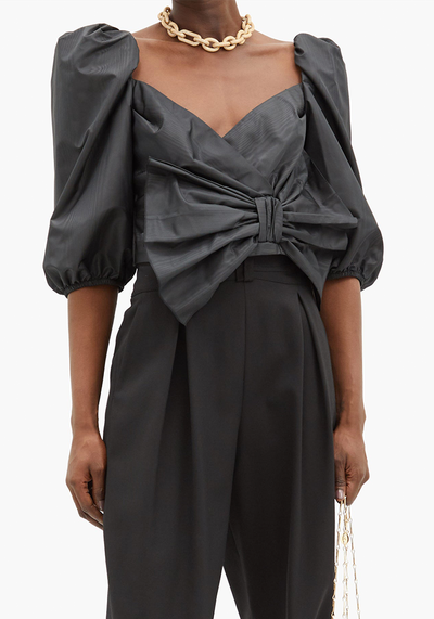 Exaggerated-Bow Moiré Blouse from RedValentino