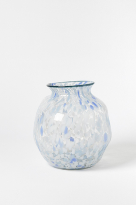 Alma Blue Spot Clear Glass Vase  from Oliver Bonas 