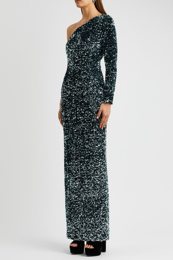 Romy Sequin-Embellished Velvet Gown from Solace London