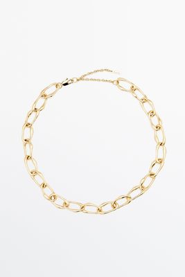 Gold-Plated Oval Chain Link Necklace