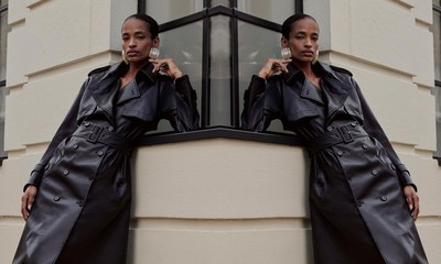 Tailored Faux Leather Belted Trench Coat from Karen Millen