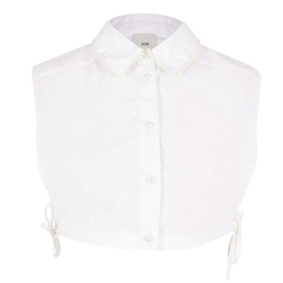 White Pearl Collar Trim Bib