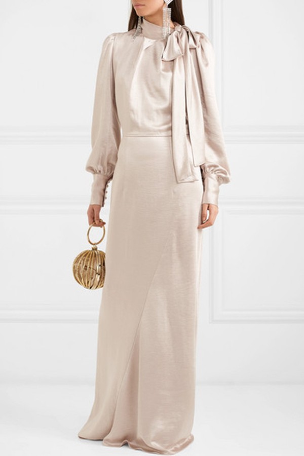 Tie-Neck Satin Maxi Dress from Rotate Birger Christensen