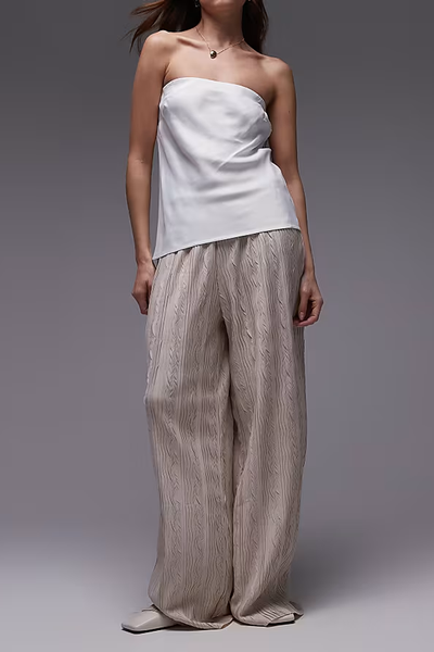 Crinkle Plisse Wide Leg Trousers from TOPSHOP