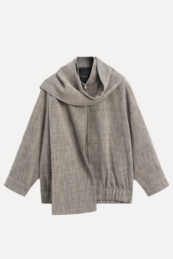 Flecked Bomber Jacket With Scarf  from Massimo Dutti