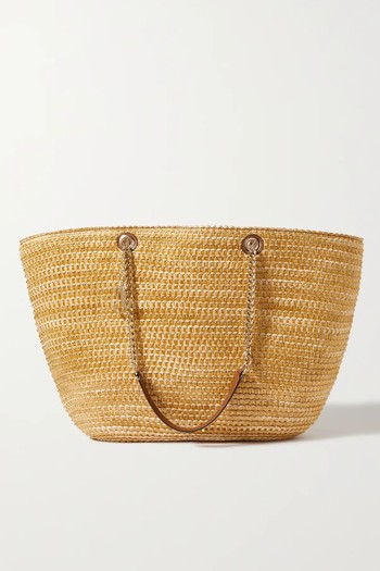 Mari Leather-Trimmed Raffia Tote from Jimmy Choo