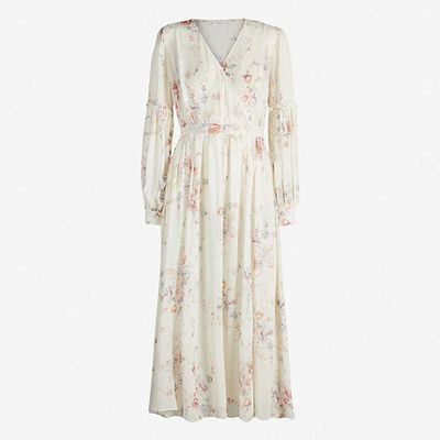 Leah Ruched Floral-Print Midi Dress from LoveShackFancy