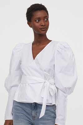 Puff-Sleeved Wrapover Blouse from H&M