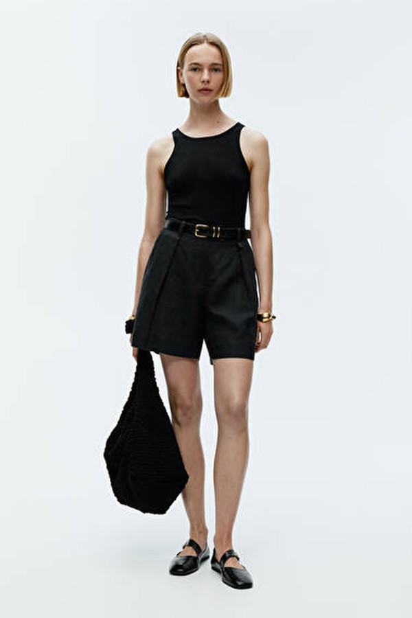 High Waist Linen Shorts from ARKET