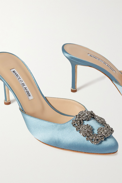 Hangisimu 70 Embellished Satin Mules from Manolo Blanik