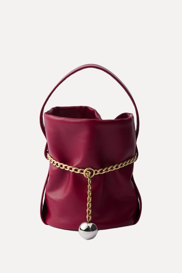 Petit Sac Noir Mini Nappa Leather Bucket Bag from Prada