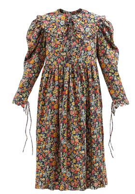 Lisi Floral-Print Cotton-Corduroy Midi Dress from Horror Vacui