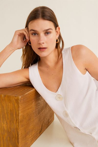 Linen Buttoned Top