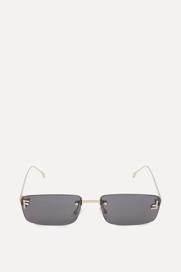 First Crystal Logo Rectangular Sunglasses from Fendi