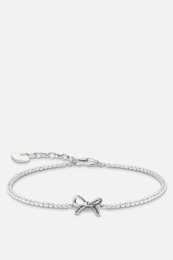 Silver Bow Bracelet With White Zirconia