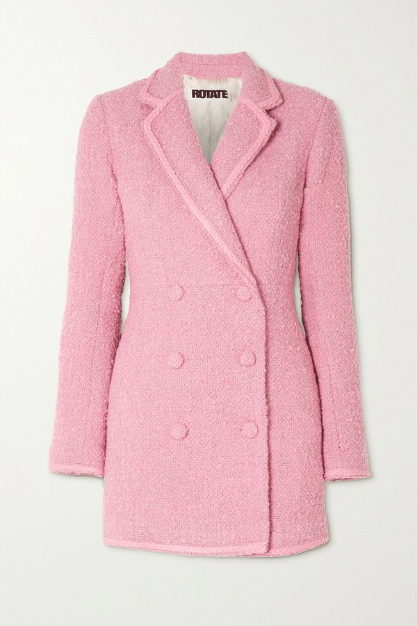 Newton Double-Breasted Wool-Bouclé Mini Dress from Rotate