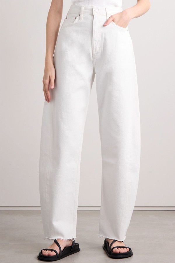 Luna Frayed High-Rise Barrel-Leg Jeans from AGOLDE