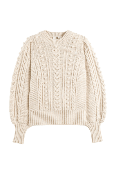 Crew Neck Jumper With Detailed Balloon Sleeves from La Redoute