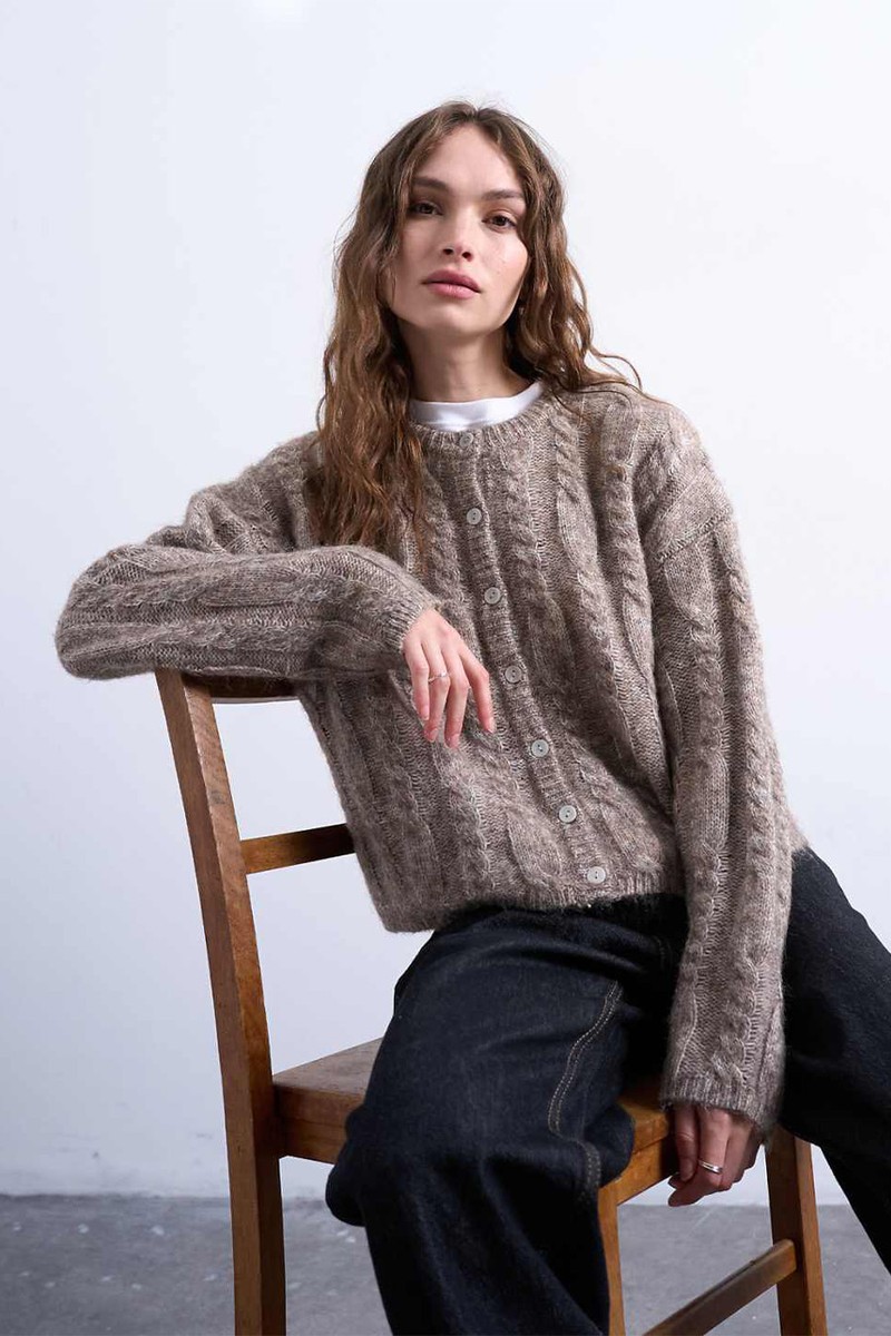Knitted Fluffy Cable Cardigan from Topshop