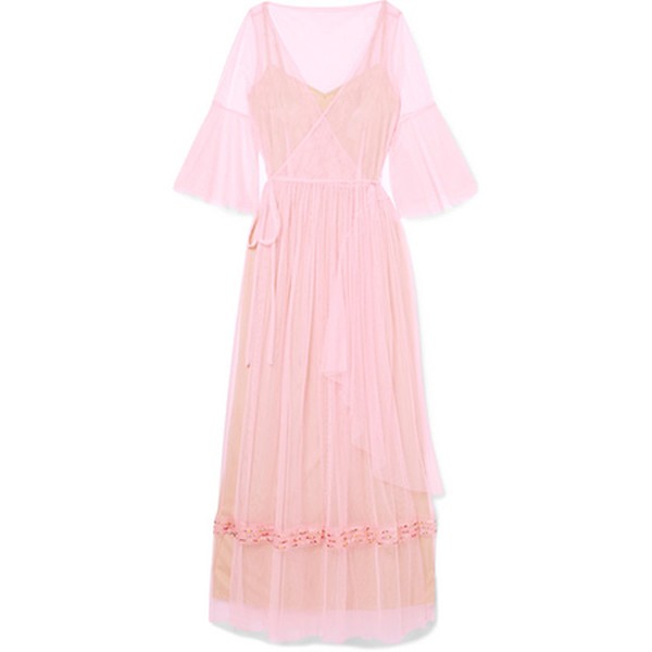 Bead-Embellished Tulle Maxi Dress