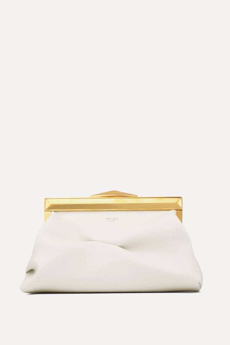 Diamond Frame Clutch S Latte Leather Clutch Bag
