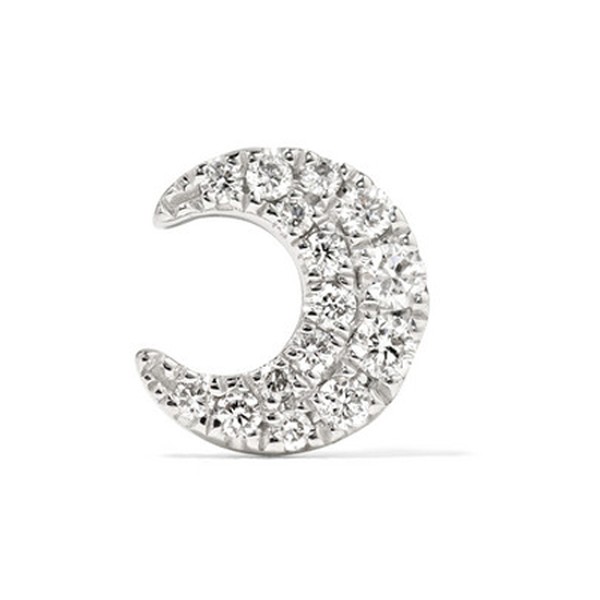 Moon 18-karat White Gold Diamond Earring