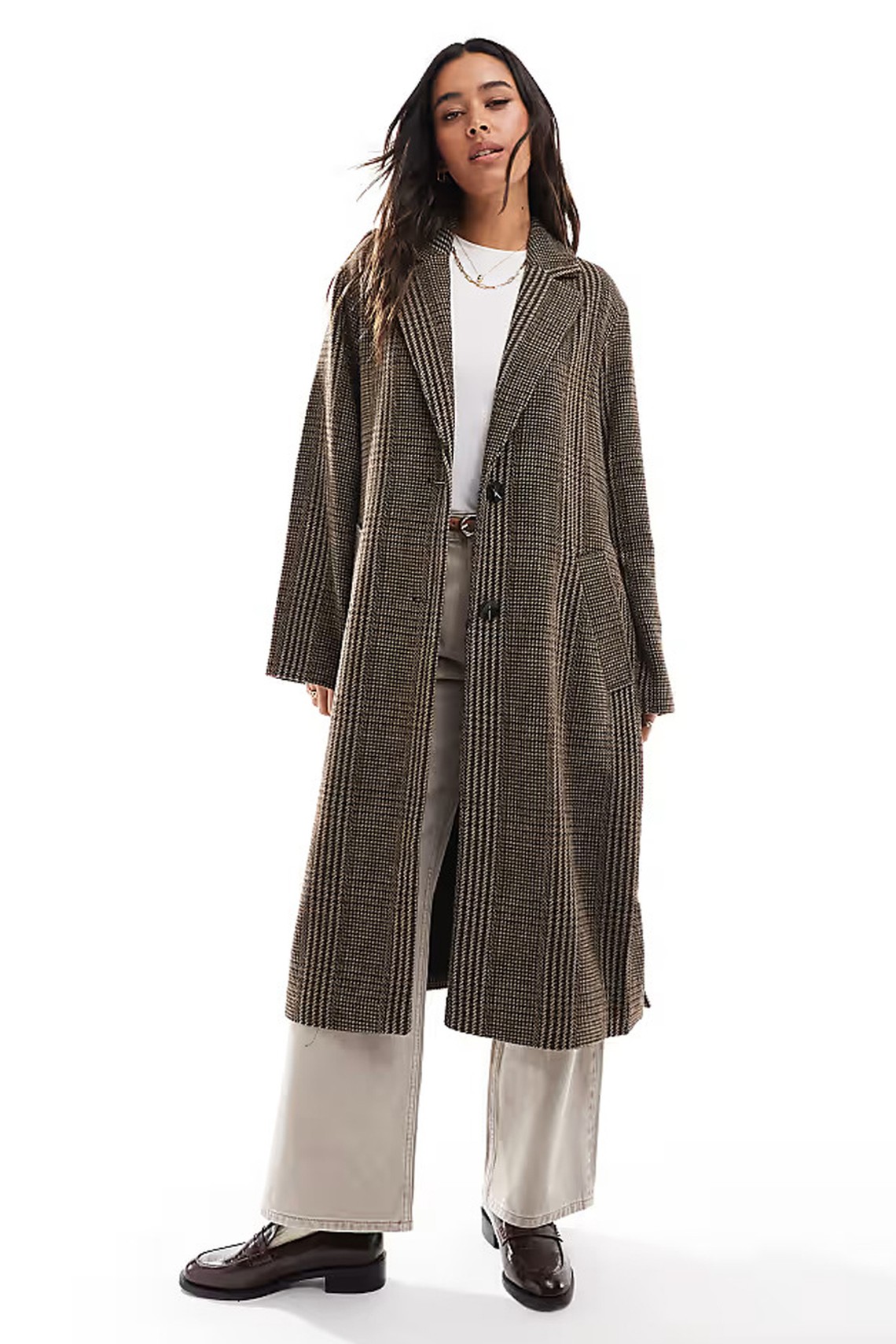 Longline Belt Check Coat from ONLY