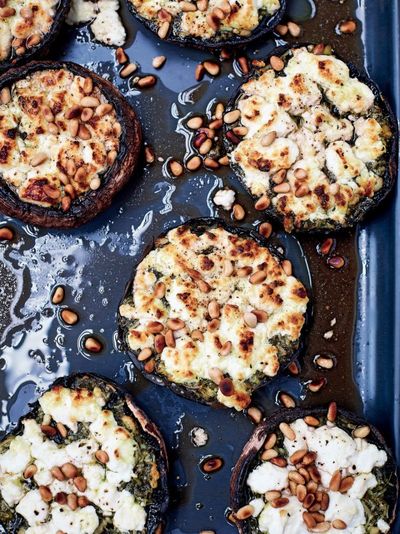 Goat’s Cheese & Pesto Stuffed Portobello Mushrooms