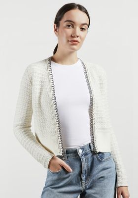Eloda Boucle Style Cardigan With Chain Detail