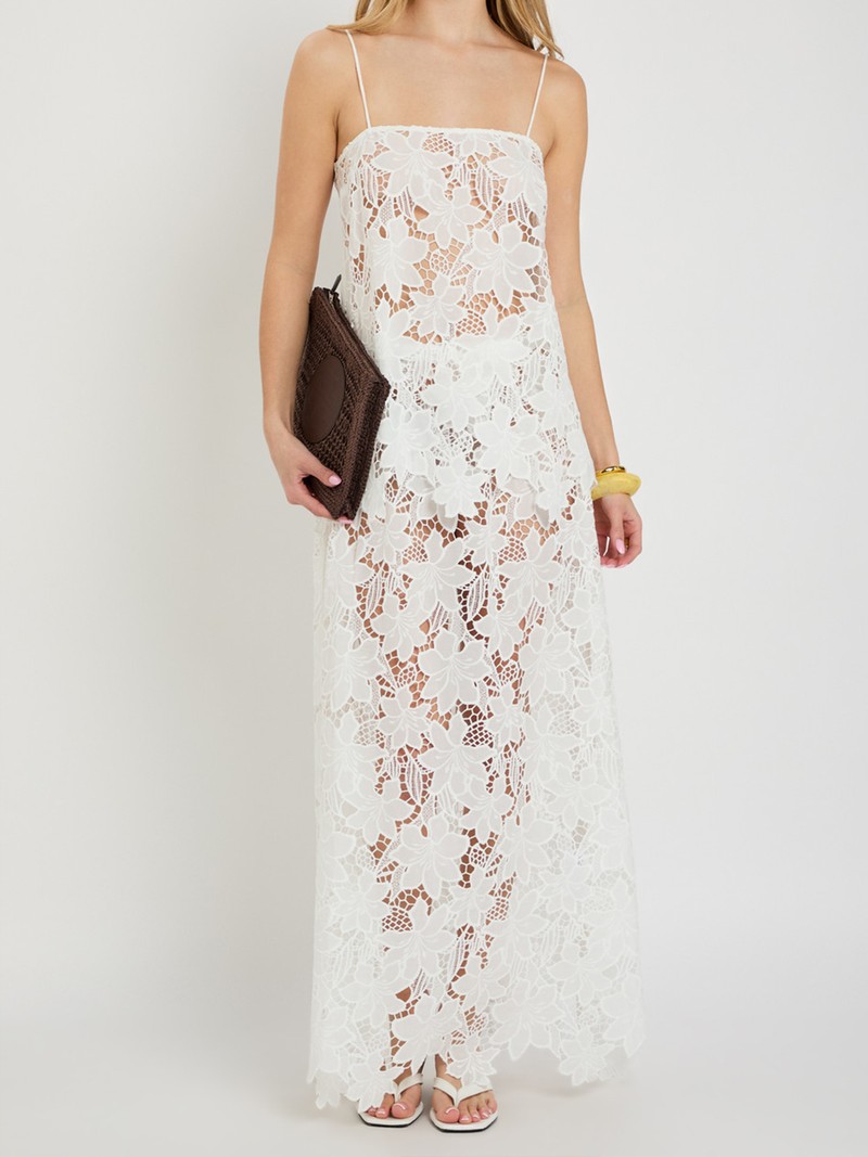 Camilla Mini Embroidered Guipure-Lace Top from SOLAQUA