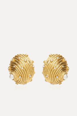 Dotted Shell Pearl Earrings from Oscar De La Renta