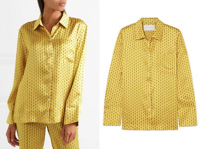 Printed Silk-Satin Pajama Shirt from Asceno