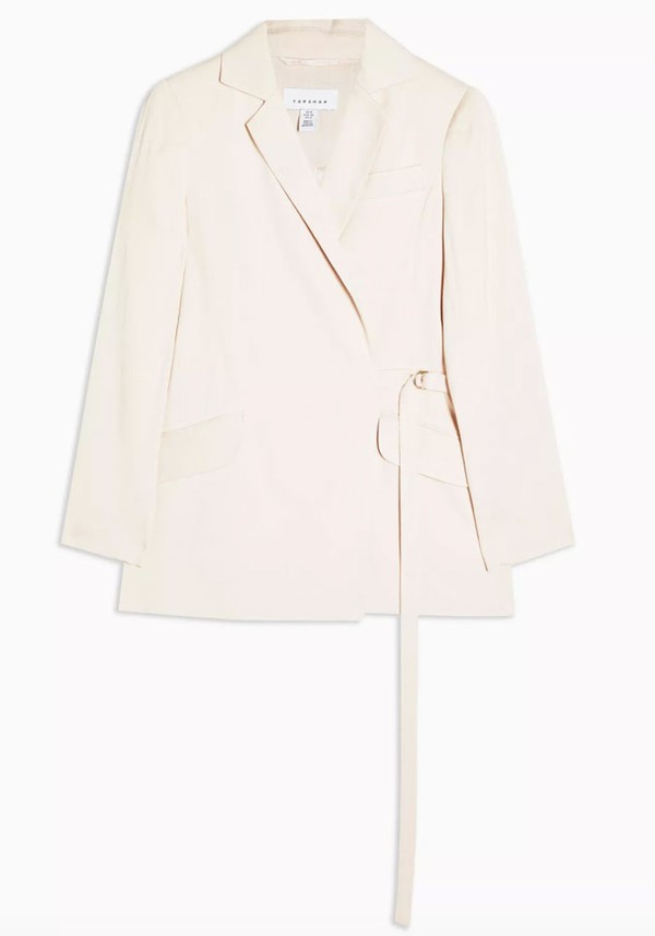 Beige Jacquard Stripe Blazer