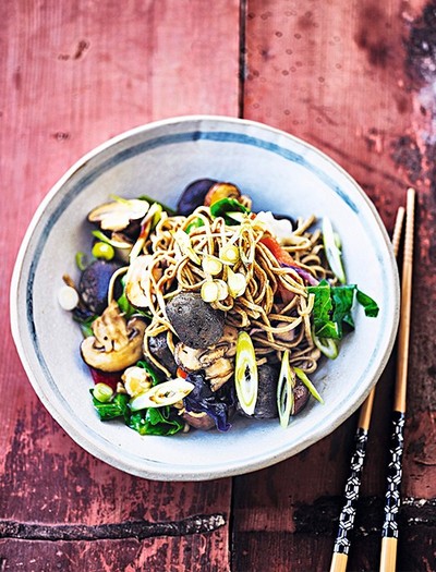 Mushroom Miso Stir-Fried Noodles