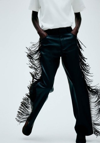 Fringed Coated Trousers* 