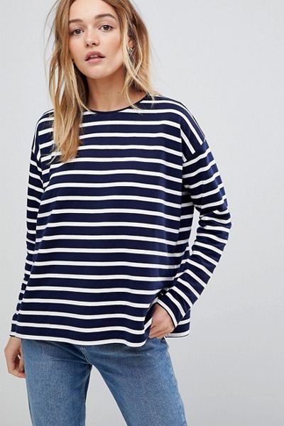 Stripe Top In Baby Loop Back from Asos