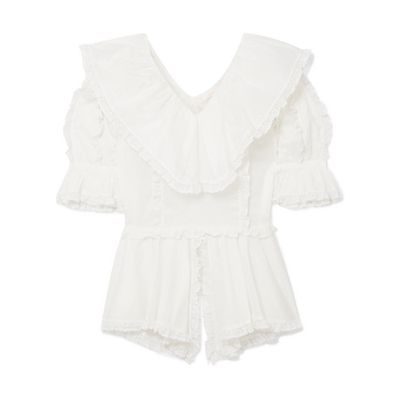 Lace-Trimmed Ruffled Cotton-Voile Blouse from See By Chloé
