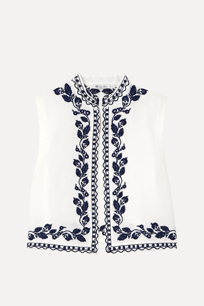 Dabney Embroidered Linen Vest   from Loro Piana