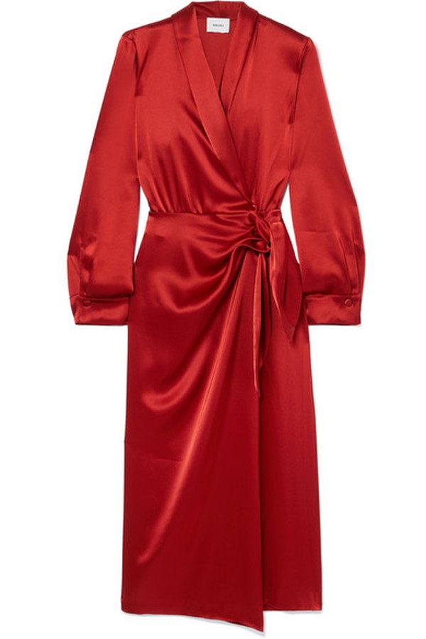 Ezra Satin Wrap Dress from Nanushka