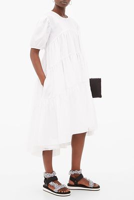 Esme Tie-Back Tiered Faille Midi Dress from Cecilie Bahnsen