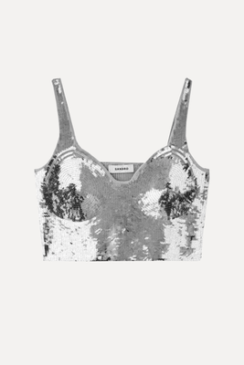 Sequin-Embellished Stretch-Woven Bralette from Sandro