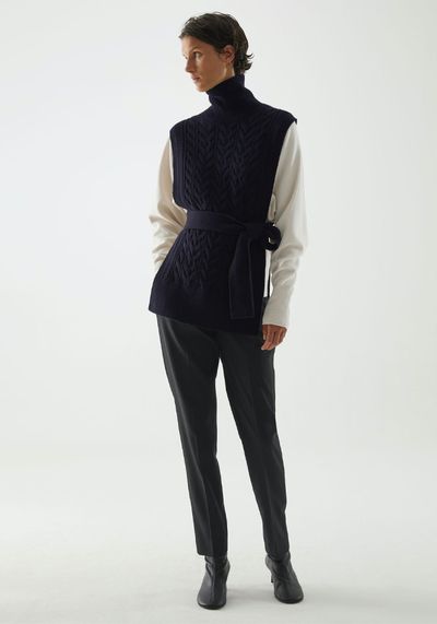Cable Knit Roll-Neck Belted Vest from COS