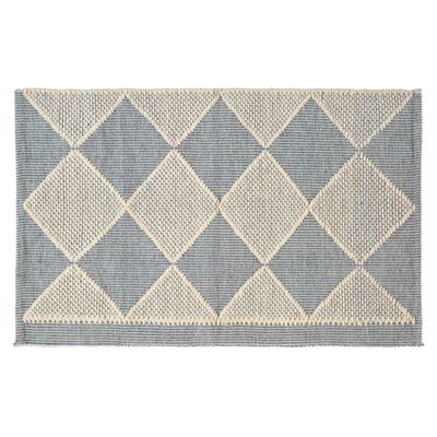 Cream & Blue Woven Rug